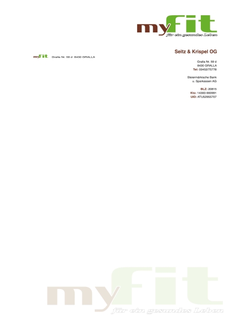 Briefpapier myfit - Gestaltung PR + Marketing Agentur Leodolter