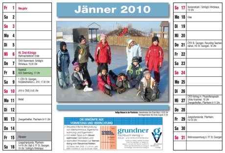 Kalender Gemeinde St. Georgen 2010 - Gestaltung PR + Marketing Agentur Leodolter
