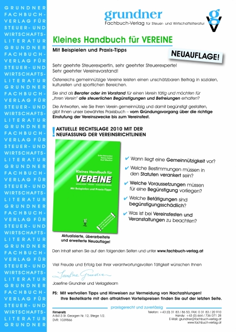 Katalog Fachbuchverlag Grundner Seite 1 - Gestaltung PR + Marketing Agentur Leodolter